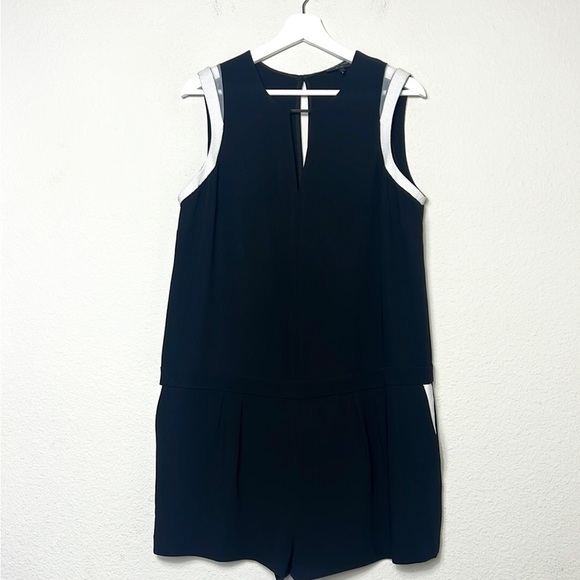 Rag & Bone Lana Leather Trim Black Romper - Picture 2 of 6